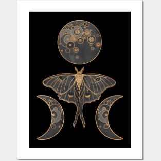 Luna Moth and Triple Moon - DARK Posters and Art